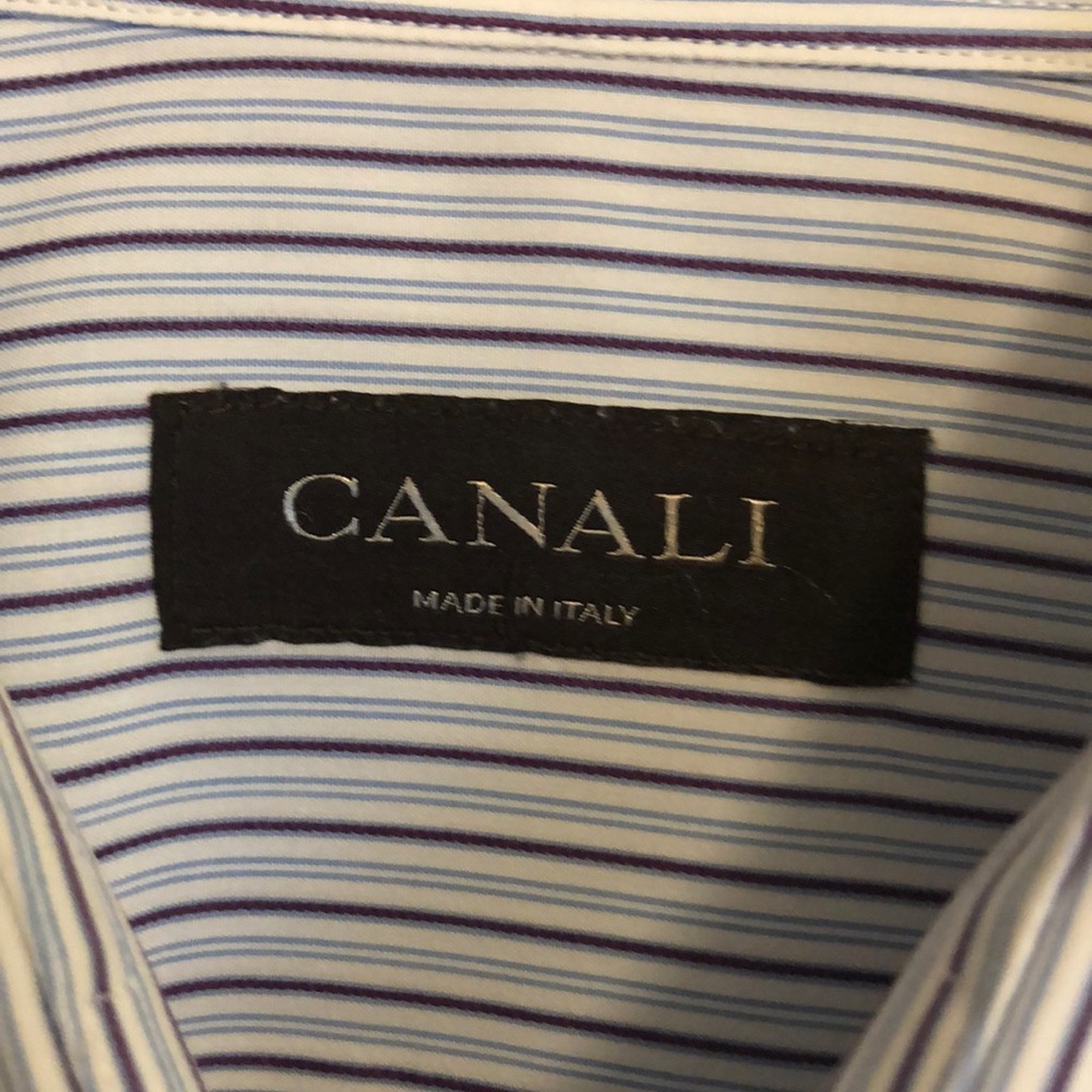 Canali Men’s striped 42 16.5 dress shirt.